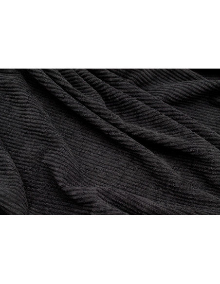 Tissu Velours Maille Côtelé Noir -Au Mètre
