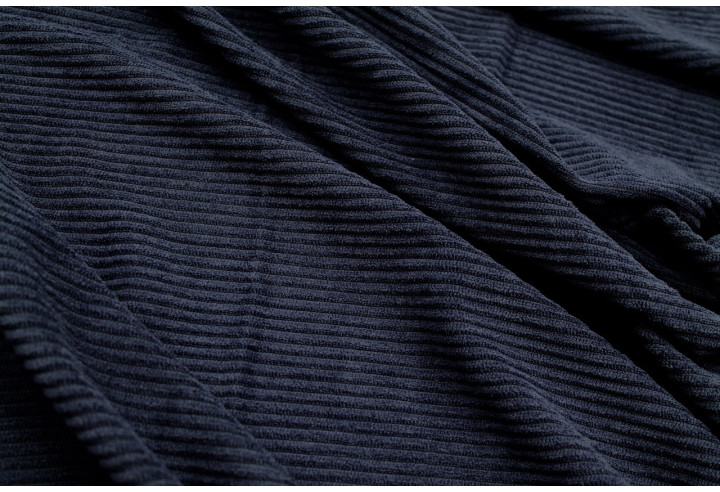 Tissu Velours Maille Côtelé Marine -Au Mètre