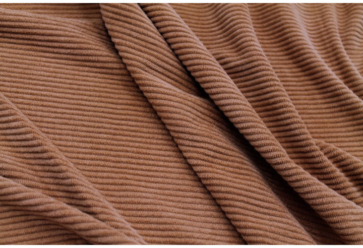 Tissu Velours Maille Côtelé Camel -Au Mètre