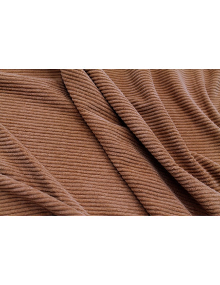 Tissu Velours Maille Côtelé Camel -Au Mètre