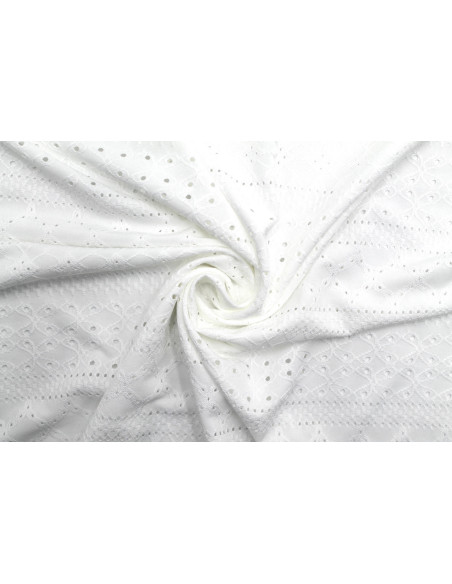 Tissu Jersey Brodé Perforé Mona Écru -Au Mètre
