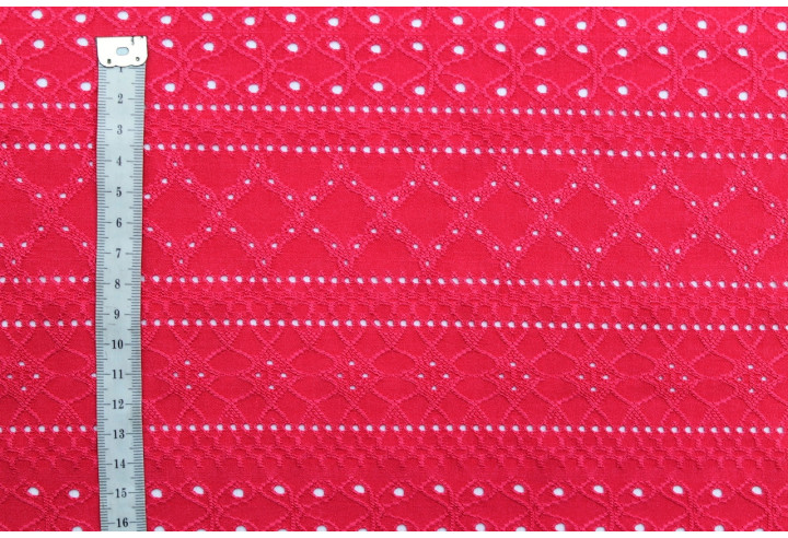 Tissu Jersey Brodé Perforé Mona Fuchsia -Au Mètre