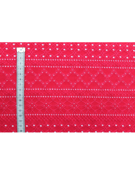 Tissu Jersey Brodé Perforé Mona Fuchsia -Au Mètre