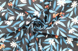 Tissu Popeline Coton Imprimé Fleur Amélie Noir -Au Mètre