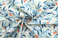 Tissu Popeline Coton Imprimé Fleur Amélie Beige -Au Mètre