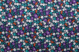 Tissu Popeline Coton Imprimé Fleur Solaria Noir -Au Mètre