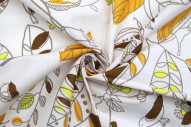 Tissu Popeline Coton Imprimé Season Beige -Au Mètre