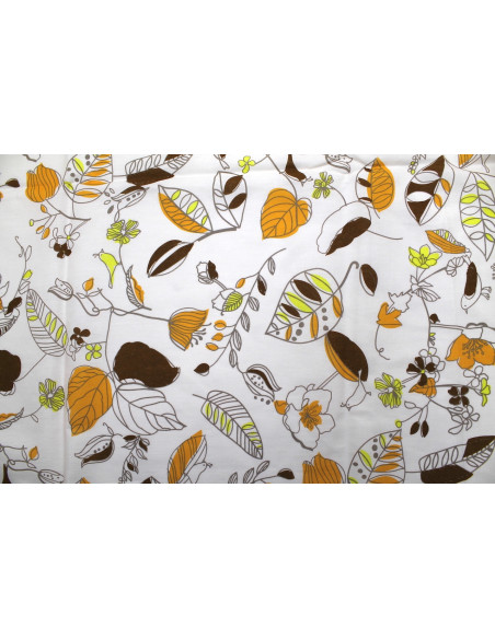 Tissu Popeline Coton Imprimé Season Beige -Au Mètre