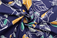 Tissu Popeline Coton Imprimé Season Marine -Au Mètre
