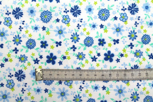 Tissu Popeline Coton Imprimé Fleur Rosace Bleu -Au Mètre 2