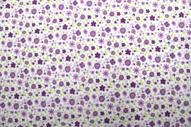 Tissu Popeline Coton Imprimé Fleur Rosace Violet -Au Mètre