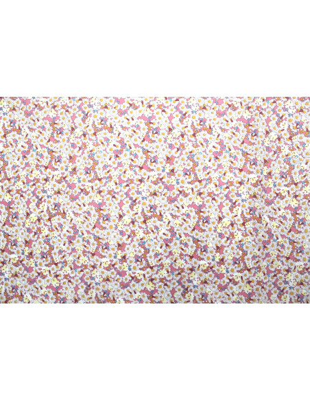 Tissu Popeline Coton Imprimé Fleur Tina Rose -Au Mètre