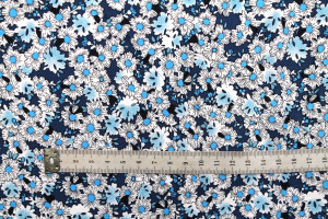 Tissu Popeline Coton Imprimé Fleur Tina Marine -Au Mètre 2