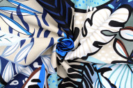 Tissu Popeline Coton Imprimé Jungle Marine -Au Mètre