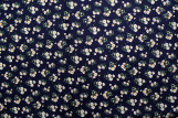 Tissu Popeline Coton Imprimé Fleur Bouquet Marine -Au Mètre