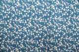 Tissu Popeline Coton Imprimé Fleur Filante Bleu -Au Mètre