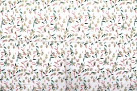 Tissu Popeline Coton Imprimé Fleur Filante Blanc -Au Mètre