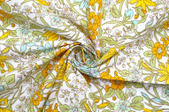 Tissu Popeline Coton Imprimé Fleur Cléa Jaune -Au Mètre
