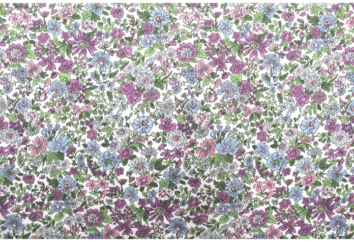 Tissu Popeline Coton Imprimé Fleur Stary Violet -Au Mètre