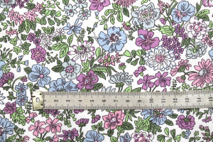 Tissu Popeline Coton Imprimé Fleur Stary Violet -Au Mètre 2