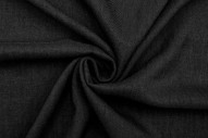Tissu Voile Fluide Aspect Lin Uni Noir -Au Mètre
