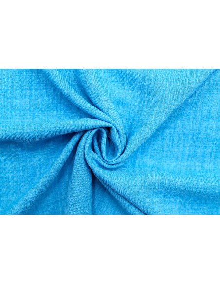 Tissu Voile Fluide Aspect Lin Uni Turquoise -Au Mètre