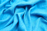 Tissu Voile Fluide Aspect Lin Uni Turquoise -Au Mètre