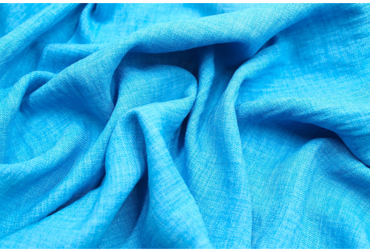 Tissu Voile Fluide Aspect Lin Uni Turquoise -Au Mètre
