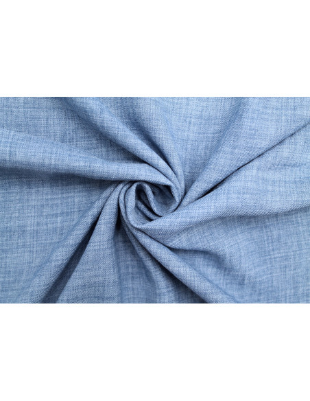 Tissu Voile Fluide Aspect Lin Uni Bleu Denim -Au Mètre