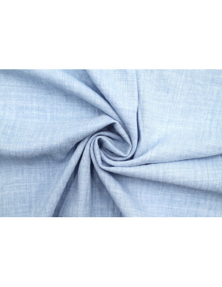 Tissu Voile Fluide Aspect Lin Uni Bleu Ciel -Au Mètre