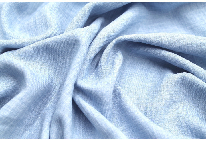 Tissu Voile Fluide Aspect Lin Uni Bleu Ciel -Au Mètre