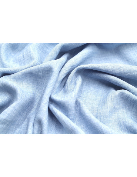 Tissu Voile Fluide Aspect Lin Uni Bleu Ciel -Au Mètre