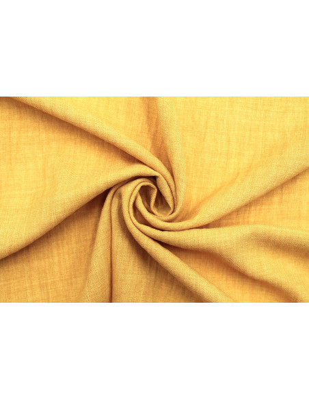 Tissu Voile Fluide Aspect Lin Uni Safran -Au Mètre