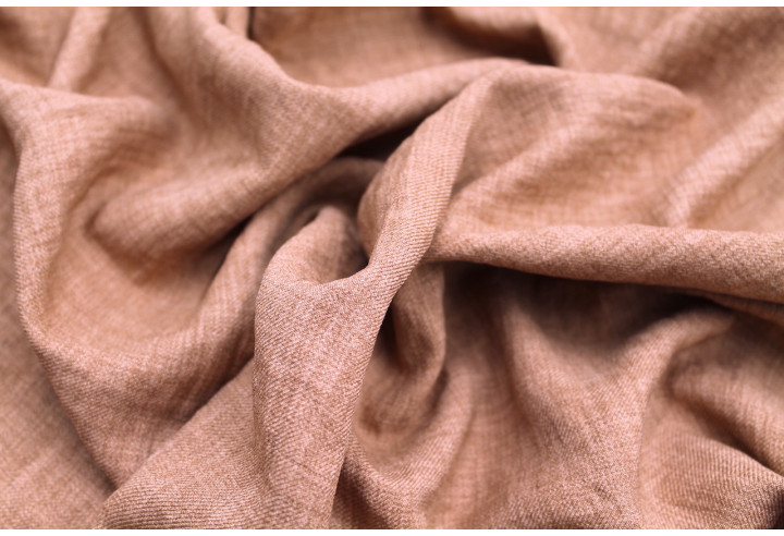 Tissu Voile Fluide Aspect Lin Uni Camel -Au Mètre