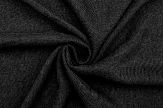 Tissu Voile Fluide Aspect Lin Uni Noir -Coupon de 3 mètres