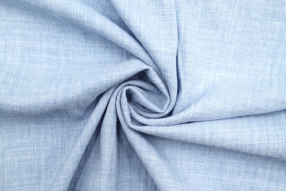 Tissu Voile Fluide Aspect Lin Uni Bleu Ciel -Coupon de 3 mètres