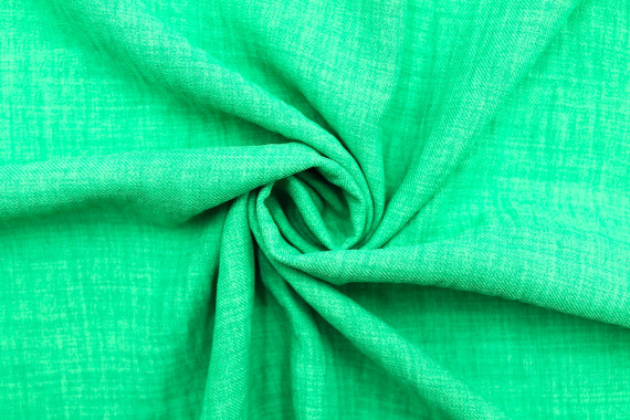 Tissu Voile Fluide Aspect Lin Uni Vert -Coupon de 3 mètres