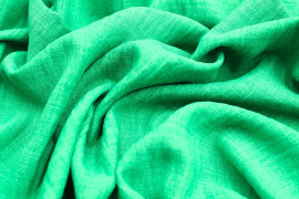 Tissu Voile Fluide Aspect Lin Uni Vert -Coupon de 3 mètres