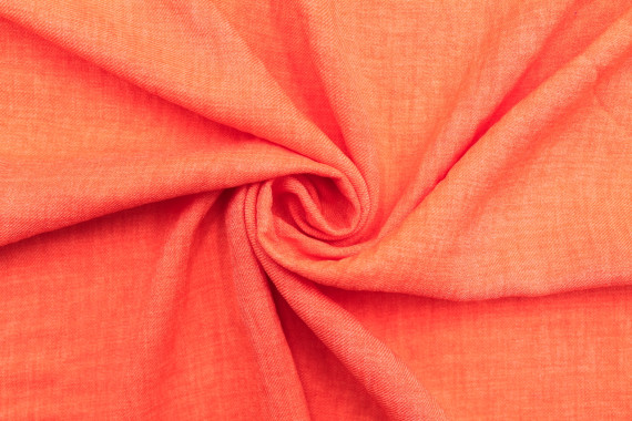 Tissu Voile Fluide Aspect Lin Uni Orange -Coupon de 3 mètres