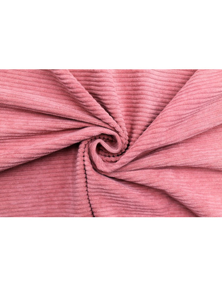 Tissu Velours Maille Côtelé Vieux Rose -Au Mètre