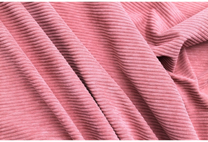 Tissu Velours Maille Côtelé Vieux Rose -Au Mètre