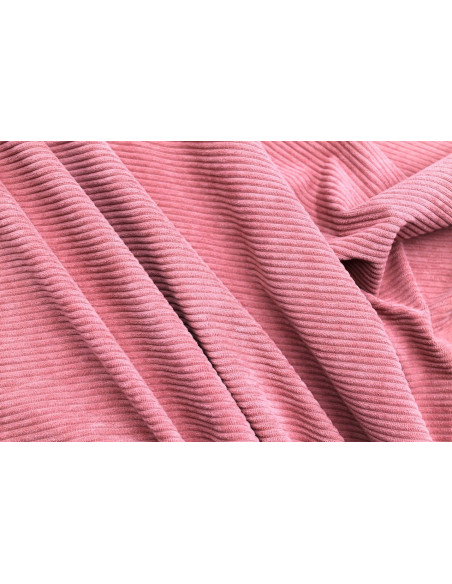 Tissu Velours Maille Côtelé Vieux Rose -Au Mètre