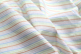 Tissu Seersucker Coton Rayé Lurex Multicolor -Au Mètre