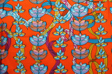 Tissu Coton Africain Wax Ruban Flower Orange -Au Mètre