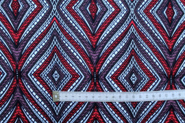 Tissu Coton Africain Wax Losange Rouge -Au Mètre