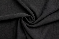 Tissu Voile Crêpe Fluide Relief Cercle Noir -Au Mètre