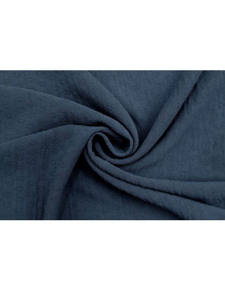 Tissu Voile Crêpe Fluide Relief Cercle Marine -Au Mètre