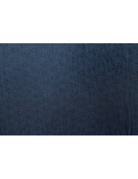 Tissu Voile Crêpe Fluide Relief Cercle Marine -Au Mètre