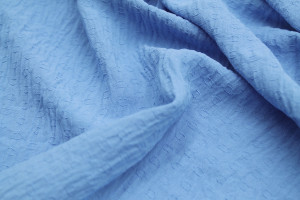 Tissu Voile Crêpe Fluide Relief Cercle Bleu -Au Mètre 2