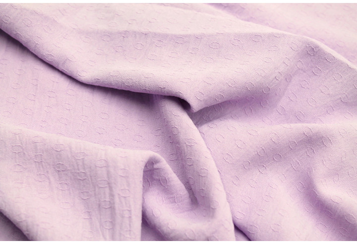 Tissu Voile Crêpe Fluide Relief Cercle Parme -Au Mètre